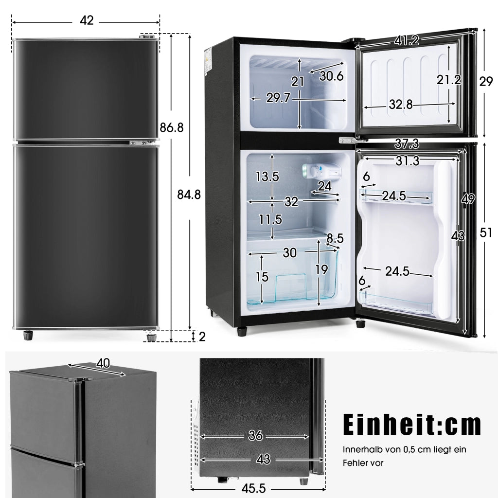 Frigorifero-congelatore, altezza 86,8 cm, larghezza 45,5 cm, doppia porta, capacit¨¤ totale 60 litri, capacit¨¤ congelatore 22 litri, capacit¨¤