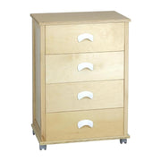 CASSETTIERA POKER PLUS NATURALE IN FAGGIO BASE INFERIORE IN MULTISTRATO DI BETULLA 4 CASSETTI RUOTE IN PLASTICA GOMMATA