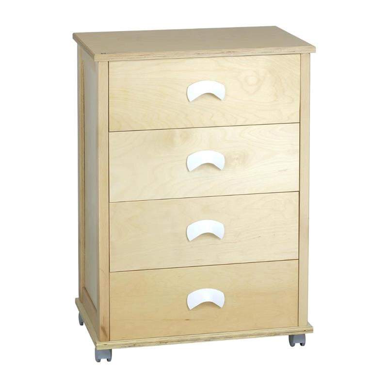 CASSETTIERA POKER PLUS NATURALE IN FAGGIO BASE INFERIORE IN MULTISTRATO DI BETULLA 4 CASSETTI RUOTE IN PLASTICA GOMMATA