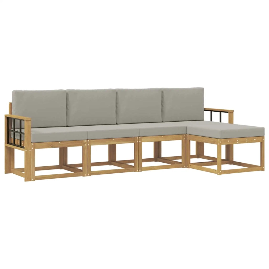 Set di divani da esterno 5 pcs Bianco e Grigio Chiaro 3387500