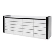 Credenza LINA bianca e nera con LED - 220 x 87 x 50 cm