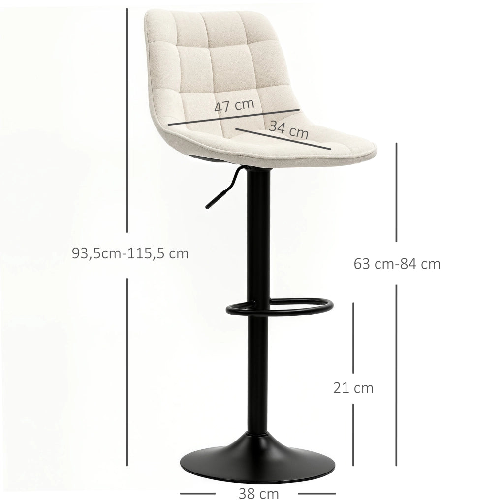 Sgabello da bar ¨C zephmum ¨C 2 pezzi con schienale e braccioli, imbottito, regolabile in altezza, colore beige