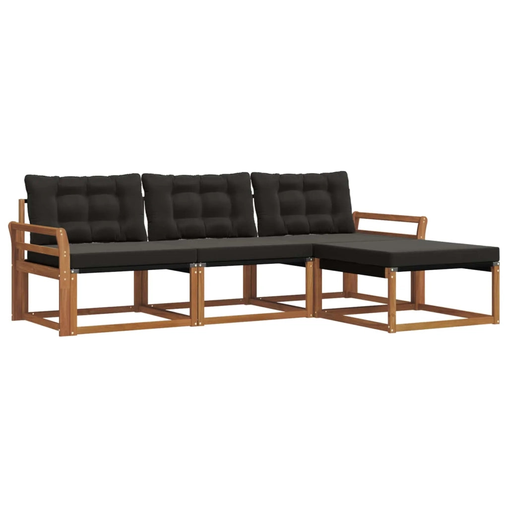Set di divani da esterno con cuscino 4 pcs Naturale e Nero 3369339
