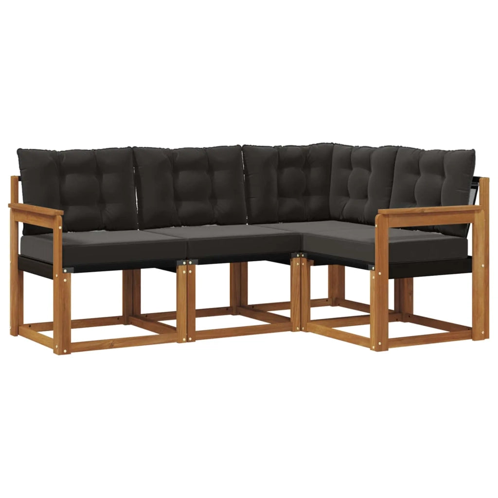 Set di divani da esterno con cuscino 4 pcs Naturale e Nero 3368611