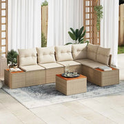 Set Divano da Giardino con cuscino 6 pcs Beige Poly Rattan