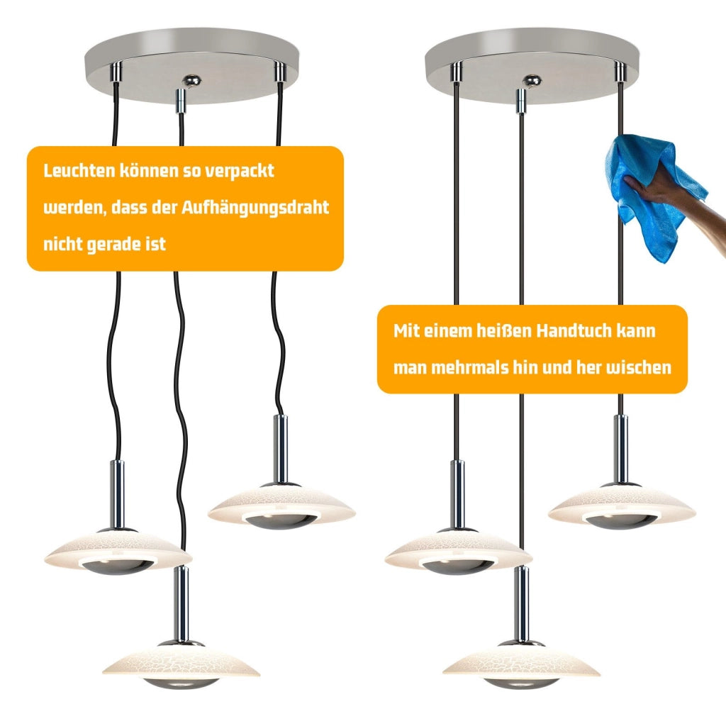 Lampada a sospensione ZMH LED in metallo cromato vetro sala da pranzo 3000K per camera da letto e cucina