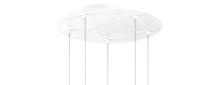 SOSPENSIONE BIANCO 5 LUCI TONDA VETRI 3X FU + 2X BR 1184BI-S5 T-FB
