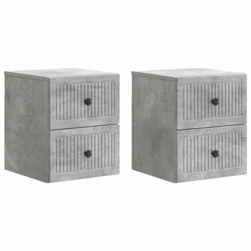 Mobiletto da notte a muro con cassetto 2 pcs Grigio Cemento 897962