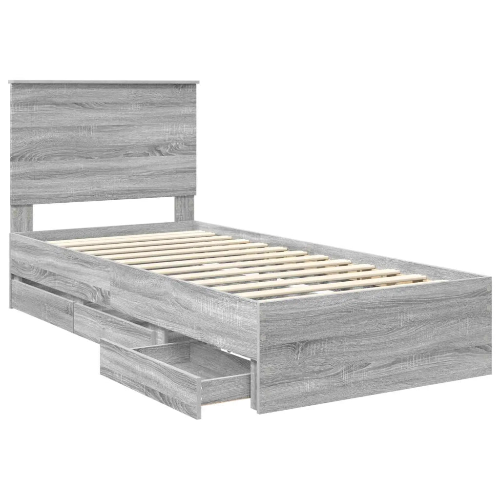 Struttura del letto con cassetto Grigio Sonoma 75 x 190 cm
