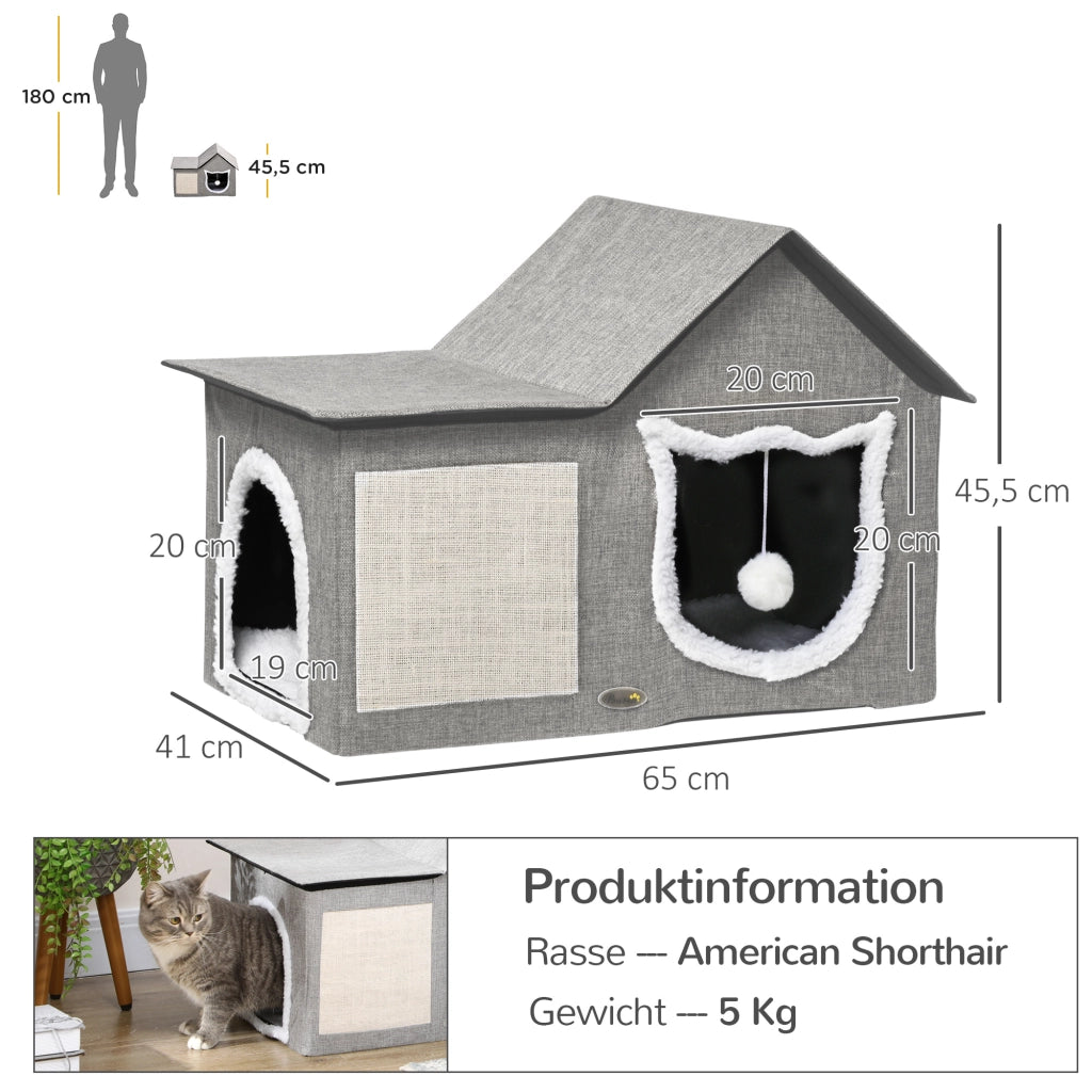 Casetta per Gatti con Zona Graffi ¨C zephmum ¨C 65x41x45.5 cm