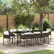 Set da Pranzo per Giardino con cuscino 9 pcs Marrone polyrattan 3380019