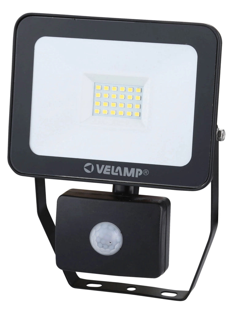 Lampada Proiettore a LED da Parete 20W con Sensore Bauer Nera