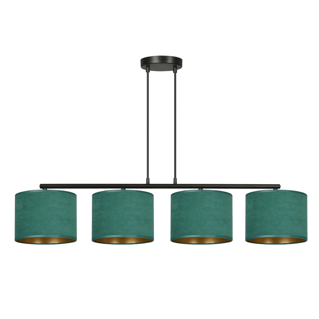 Lampadario Emibig Hilde 4 luci E27 verde oro nero tessuto