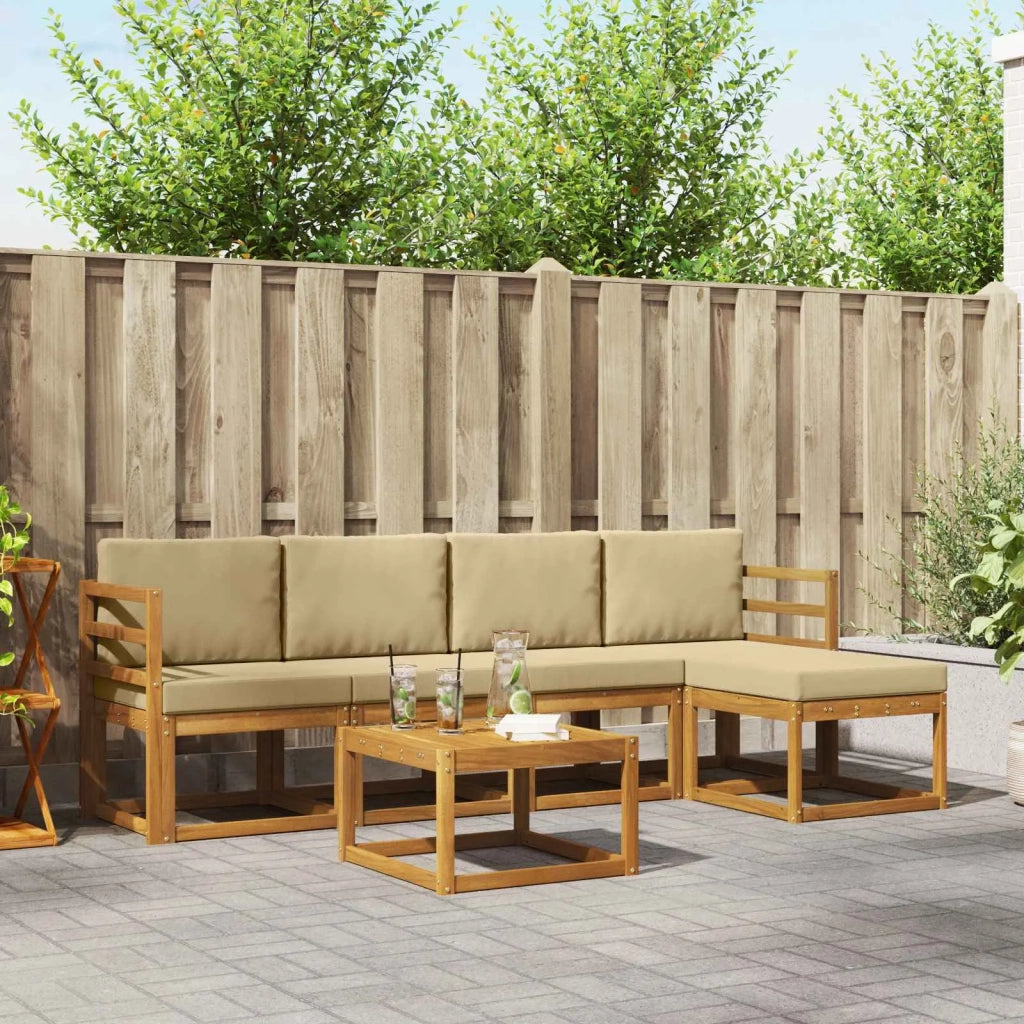 Set di divani da esterno con cuscino 6 pcs Naturale e Beige 3366276