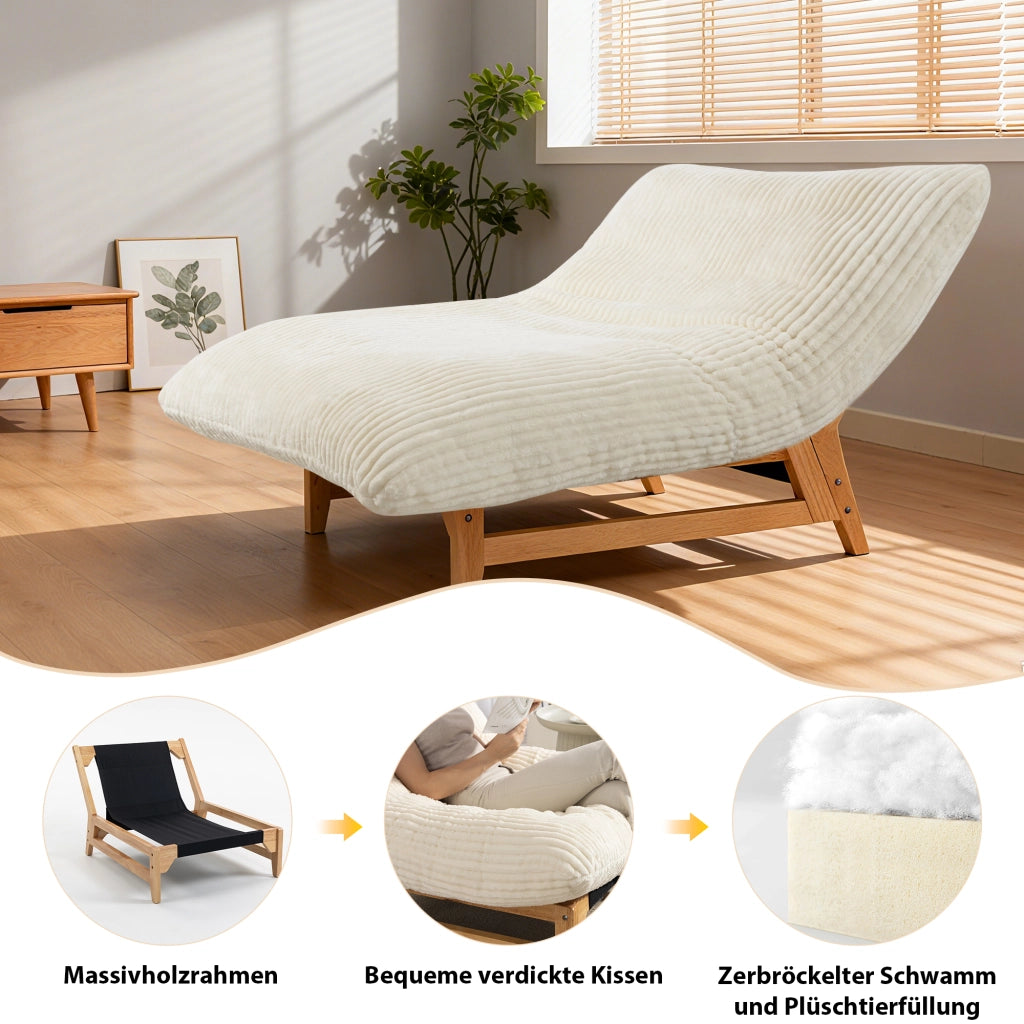 Poltrona pouf in velluto a coste; imbottitura morbida; supporto schiena; bianco; 1 posto