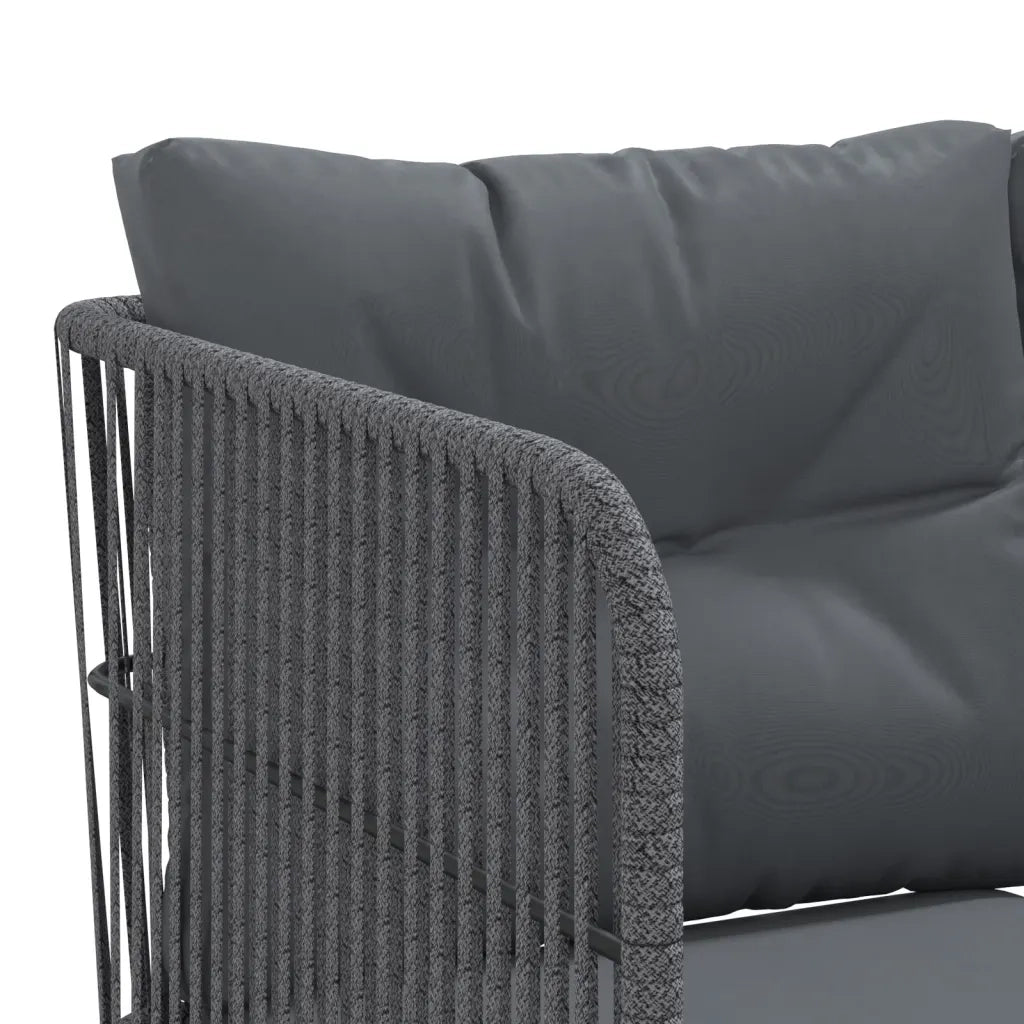 vidaXL Divano Giardino con Cuscini Forma a L Nero Acciaio e Textilene