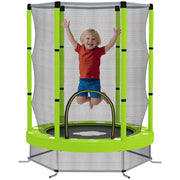 Trampolino Elastico per Bambini ?140 cm con Rete di Sicurezza e Disegni, Et¨¤ 3-6 Anni, Verde