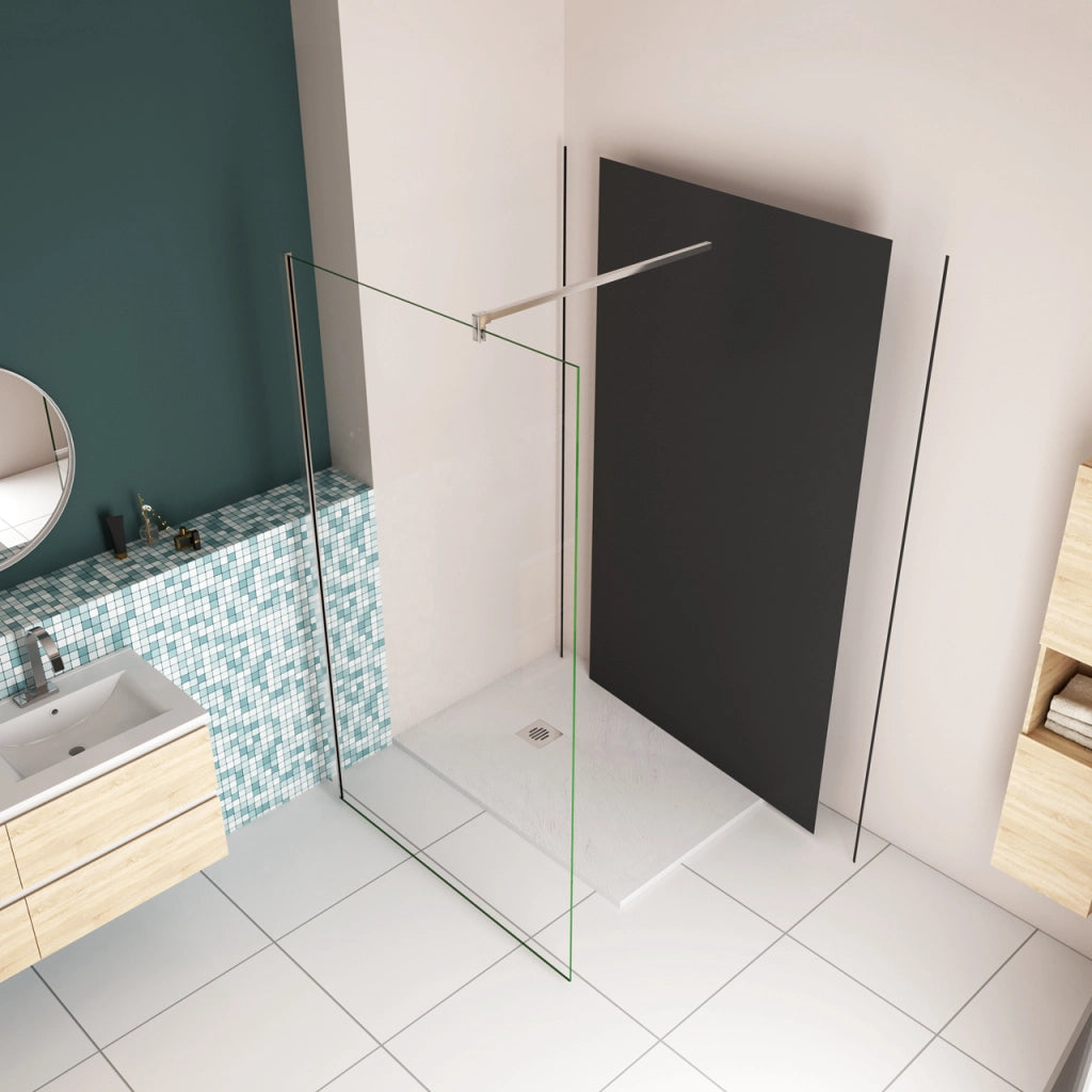 80x210 cm Pannello Doccia Realizzato in Alluminio Spessore 3mm con Profili Finitura Nero Opaco per Rivestimento Parete Bagno