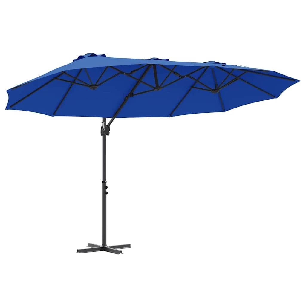 Ombrellone da esterno moderno e inclinabile 372 x 198 x 243 cm in poliestere azzurro codice 02_0058752