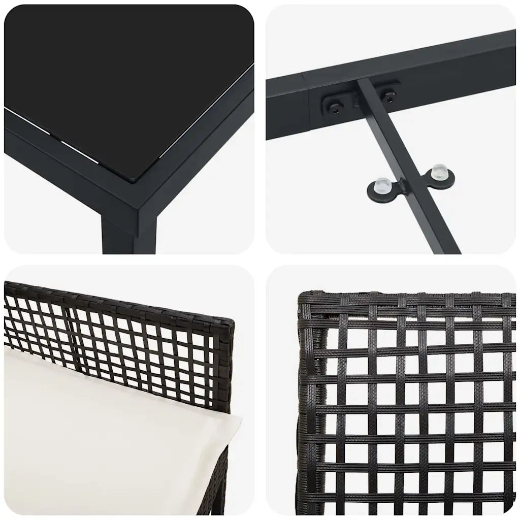 Set da Pranzo per Giardino con cuscino 7 pcs Nero polyrattan 3379867