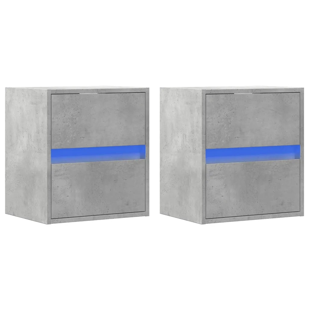 vidaXL Mobili TV a Parete con Luci LED 2pz Grigio Cemento 41x31x45 cm
