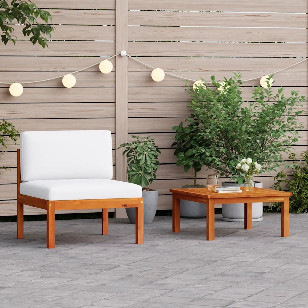 Set da giardino 2 pezzi con cuscini in legno di acacia e corda 312427