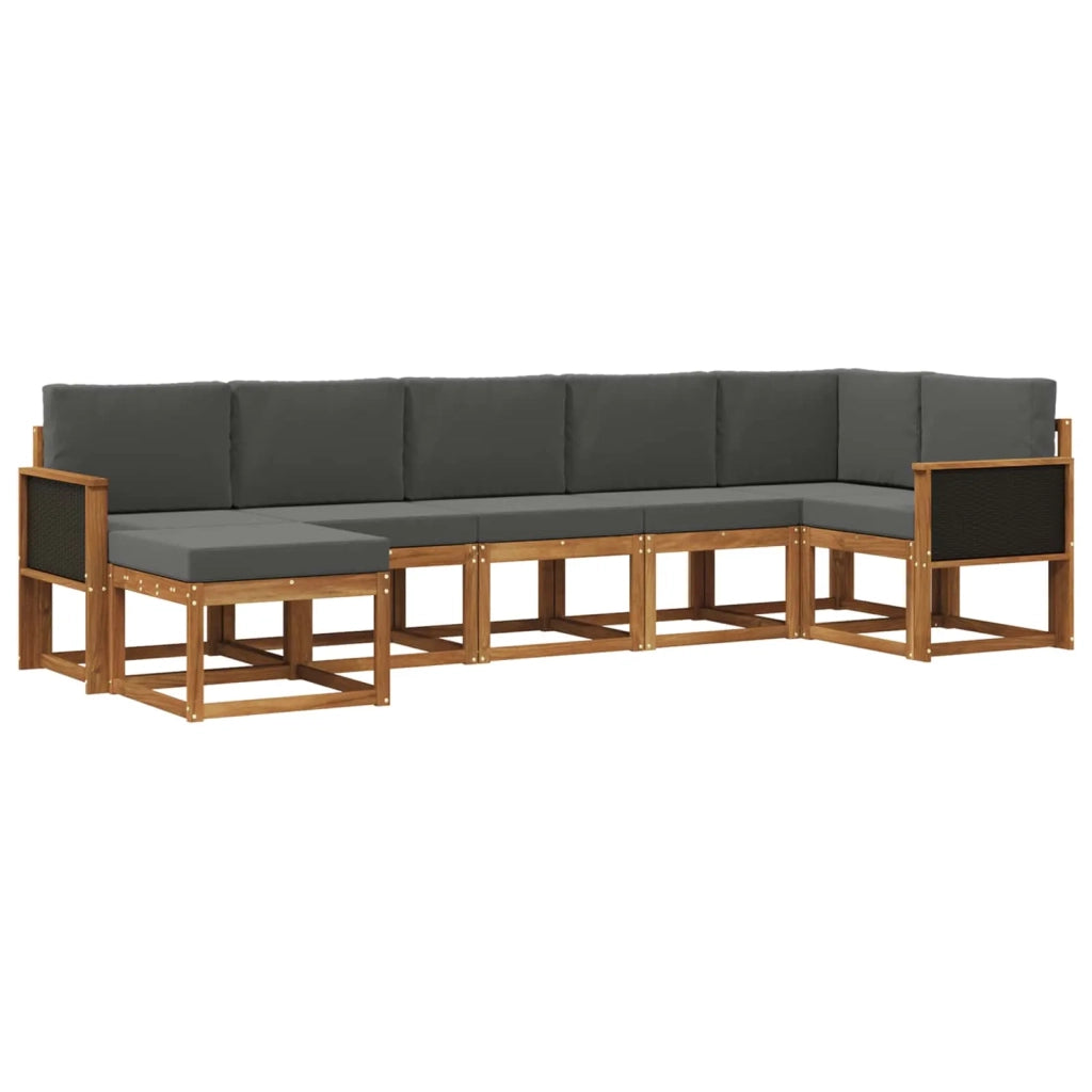 Set di divani da esterno 7 pcs Naturale e Antracite Poliestere
