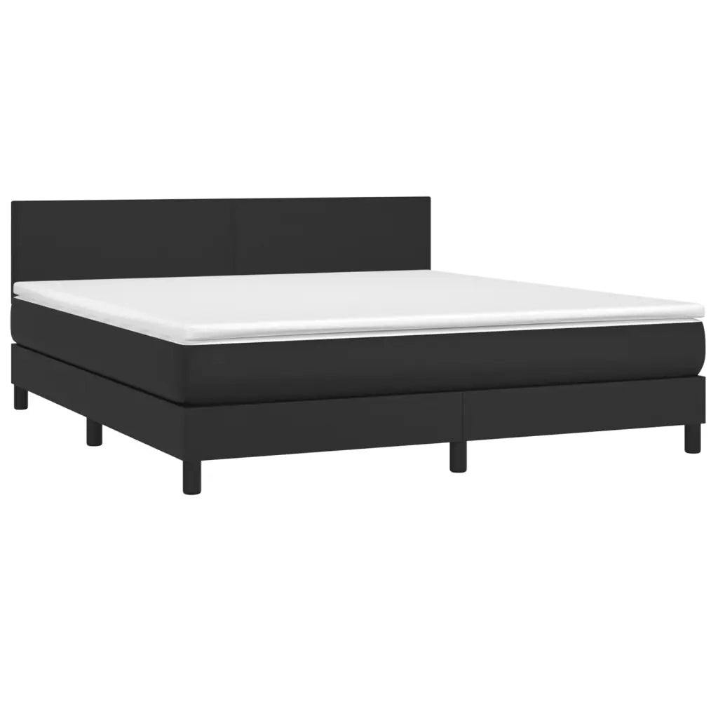 Giroletto a Molle con Materasso e LED Nero 160x200cm Similpelle 3134111