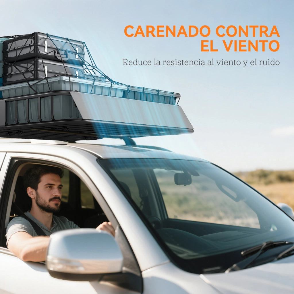 Porta oggetti universale per tetto auto in acciaio 90.7 kg con barre deflettrici ¨C zephmum ¨C 110.5x99.5x18.5 cm nero