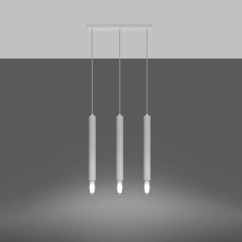 WEZYR Lampada a sospensione moderna 3x8W LED G9 Acciaio Vetro Bianco 45x6x120cm