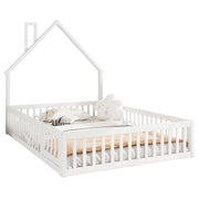 Letto per bambini 140x200 cm; forma camino; legno; bianco (Senza materasso)