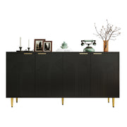 Credenza con 4 ante e ripiani regolabili; chiusura soft-close - per soggiorno - 160x40x80 cm - in MDF e truciolare - nero