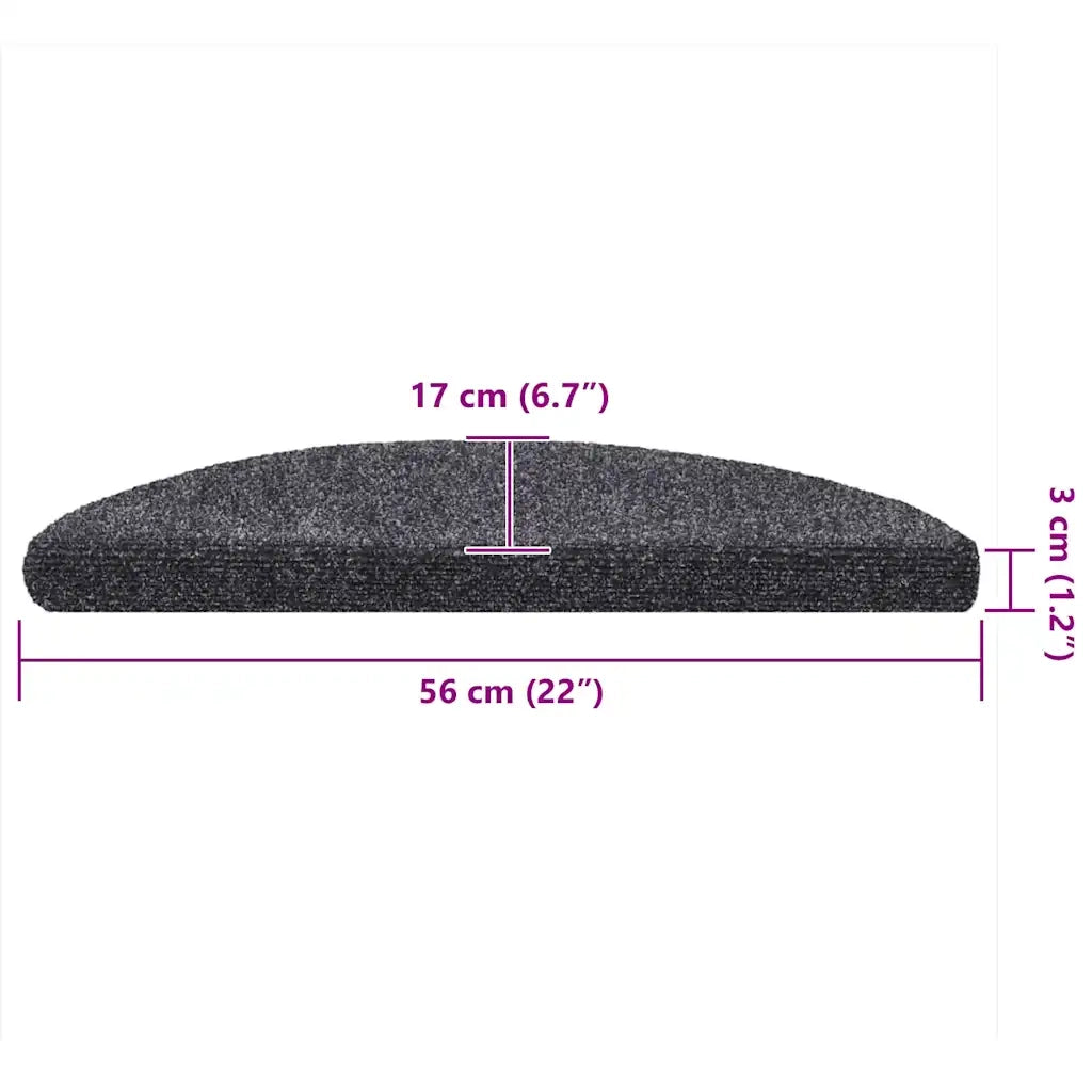Tappetini per scale autoadesivi 5 pz 56x17x3 cm Grigio scuro semicircolari 149676