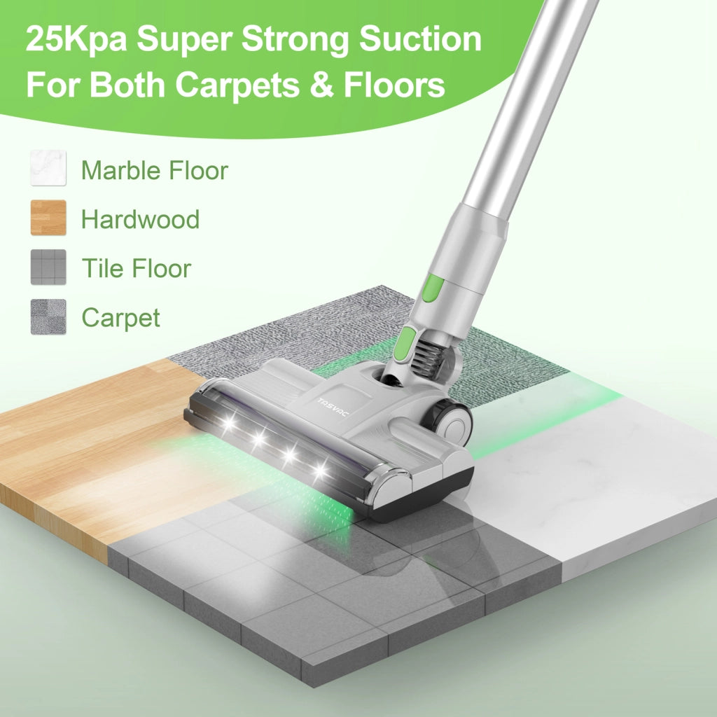 TASVAC S8 GREEN Aspirapolvere senza fili con display a LED e spazzola a rullo morbida