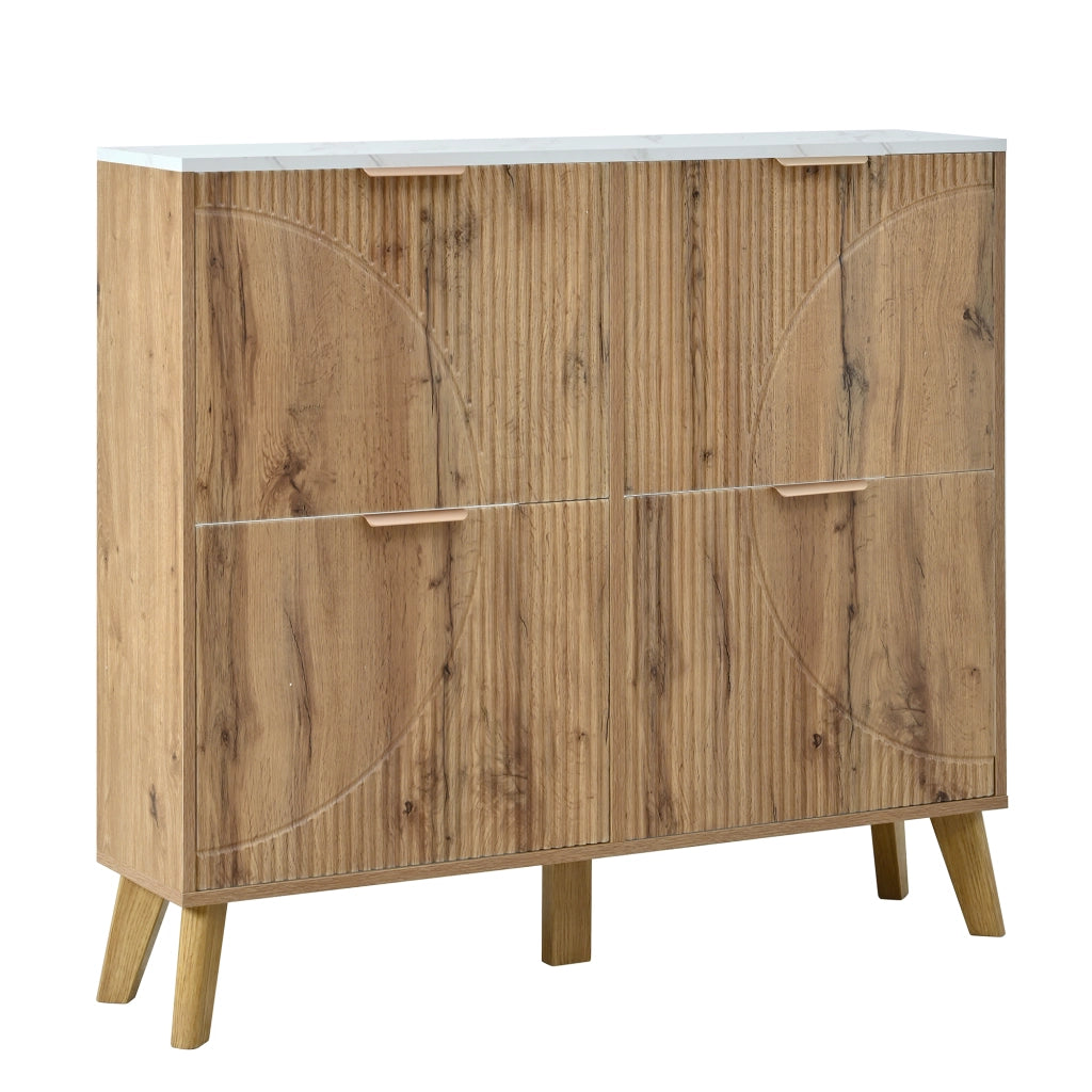 Scarpiera con Ante a Ribalta in Legno ¨C Xylo ¨C Piano in Marmo, Gambe Massello, 4 Ante