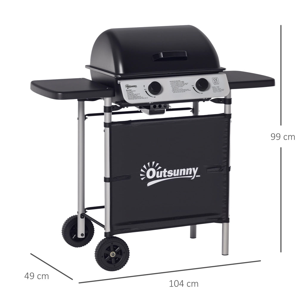 Barbecue a gas 2 bruciatori ¨C zephmum ¨C acciaio inossidabile 2.8 kW griglie 104x49x99 cm nero