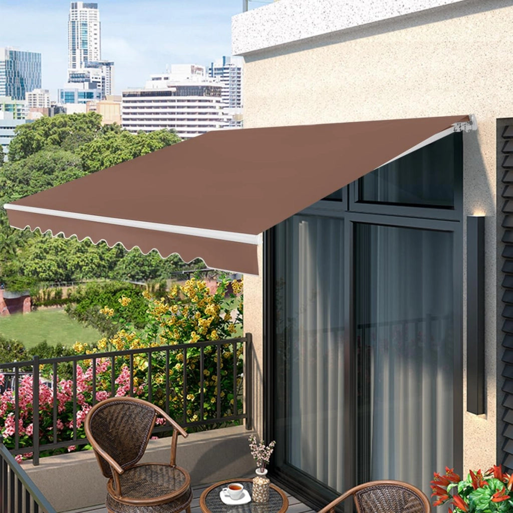 Tenda da Sole per Esterno, Tenda da Sole a Bracci Estensibili con Telaio in Alluminio, Tettuccio Resistente al Sole e Impermeabile e Manovella (4 x 2,5 M, Marrone)
