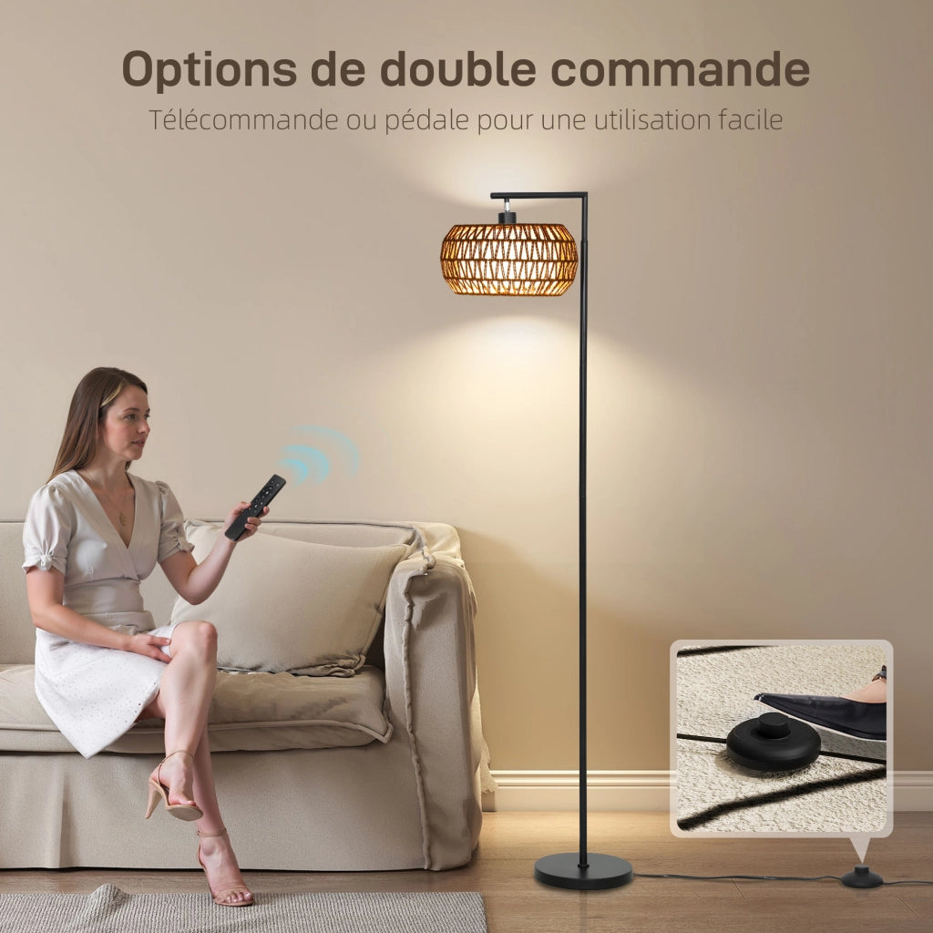 Lampada da terra dimmerabile ¨C zephmum ¨C 3 temperature colore telecomando 52x33x170cm nero