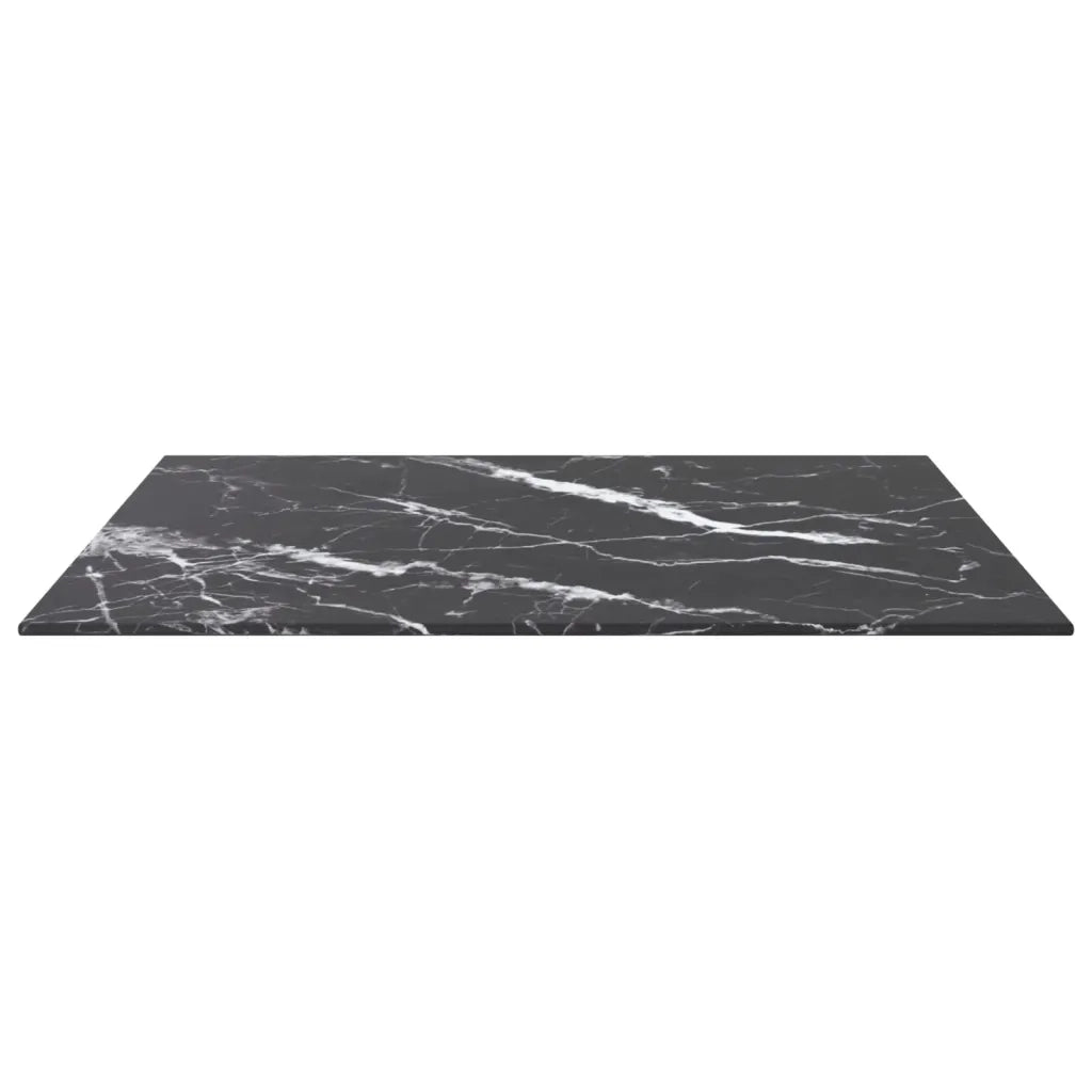 Piano Tavolo Nero 60x60 cm 6 mm Vetro Temperato Design Marmo 322271