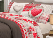 Completo Lenzuola Linea Pensieri Delicati In 100% Cotone Disegno Love Mountain - 1 Piazza e Mezza - Rosso
