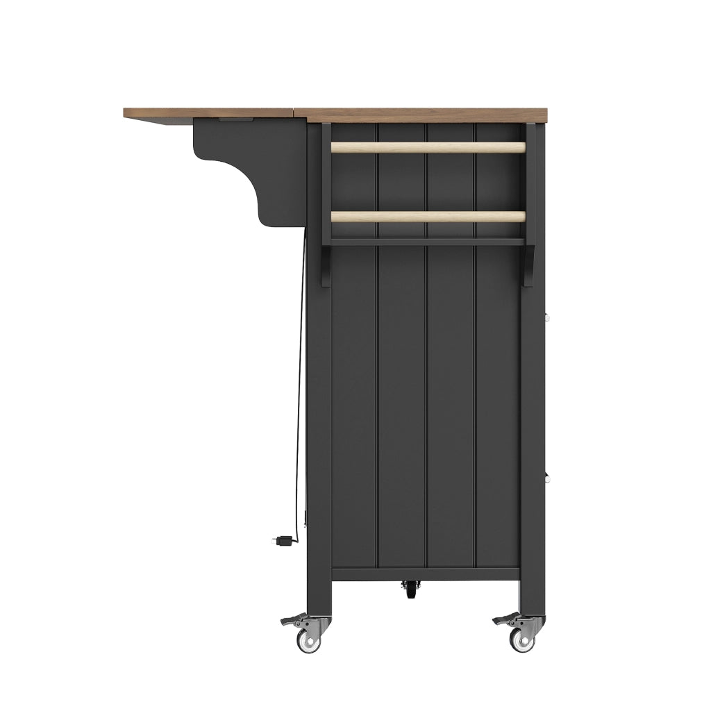 CARRELLO CUCINA 139x40x94 cm Nero MDF con LED e ruote