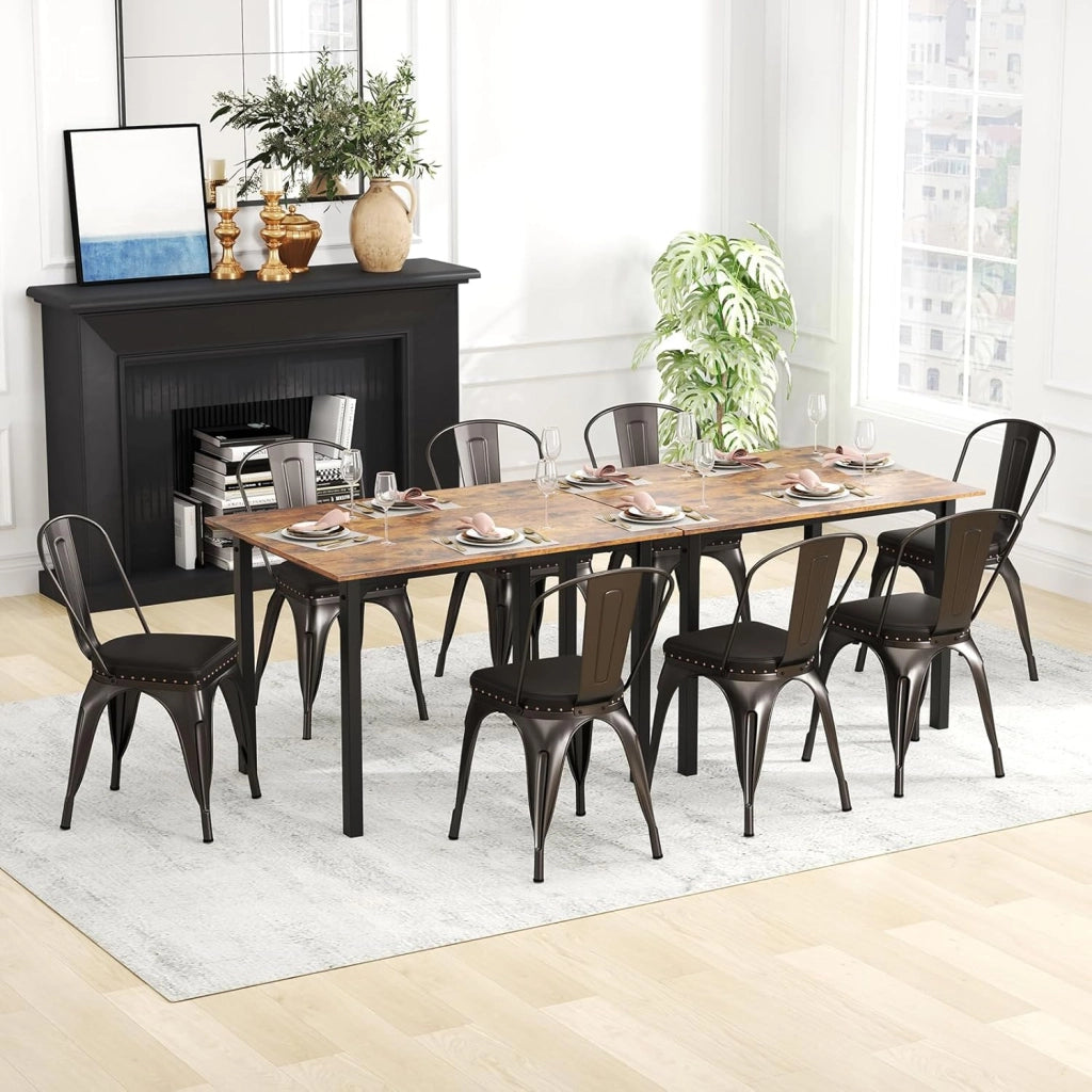Set di 4 sedie da pranzo impilabili, da cucina, da bistrò, con schienale rimovibile, imbottite, da soggiorno, da pranzo, in metallo, portata 150 kg, 44 x 53 x 84 cm (marrone bronzo)