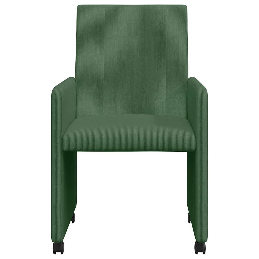 Sedie da Pranzo con Ruote 2 pcs Grigio verde 57 x 66 x 94 cm