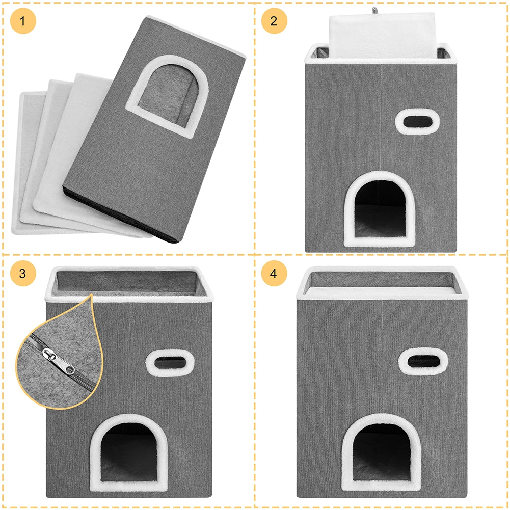 Cuccia Verticale per Gatti Tiragraffi Casetta Animali 48x37.5x63 cm Grigio
