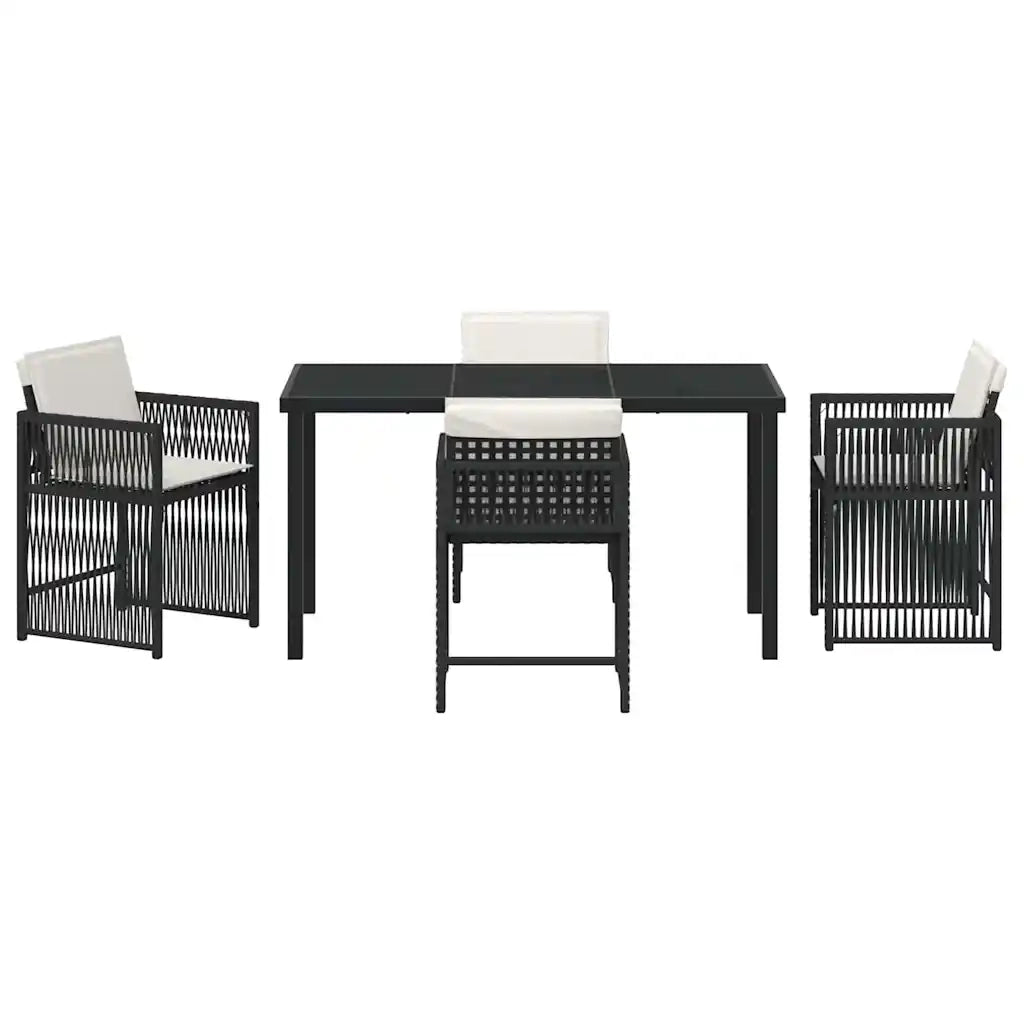 Set da Pranzo per Giardino 5 pcs Nero polyrattan 3380770