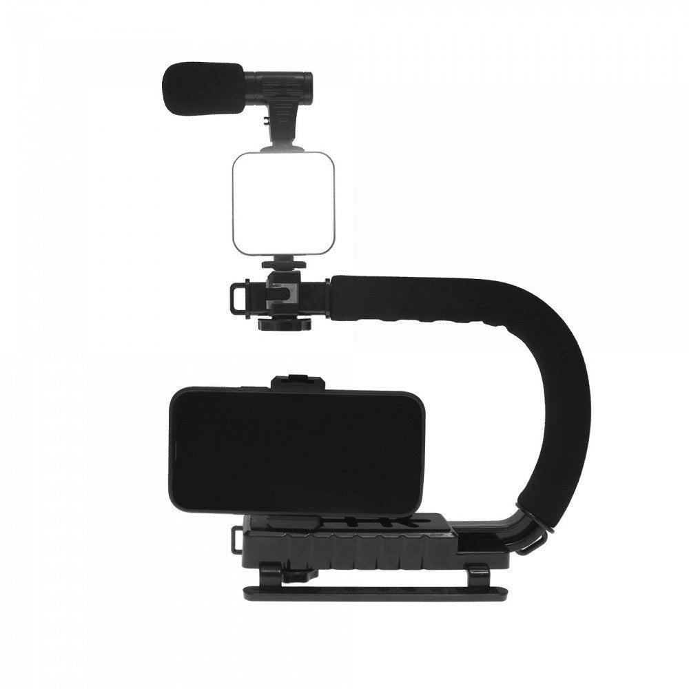 Trade Shop - Stabilizzatore Base Impugnatura U/c Q-zj010 Fotocamera Smartphone Microfono Luce Led -