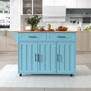 CARRELLO DA CUCINA 129x71x91,5 cm Blu MDF con piano ribaltabile