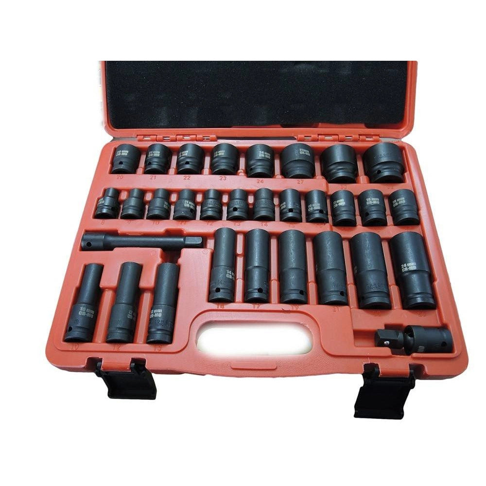 Trade Shop - Bussole Boccole Per Pistola Avvitatore Pneumatico Set Kit 32pz 1/2" Mig-2044 -