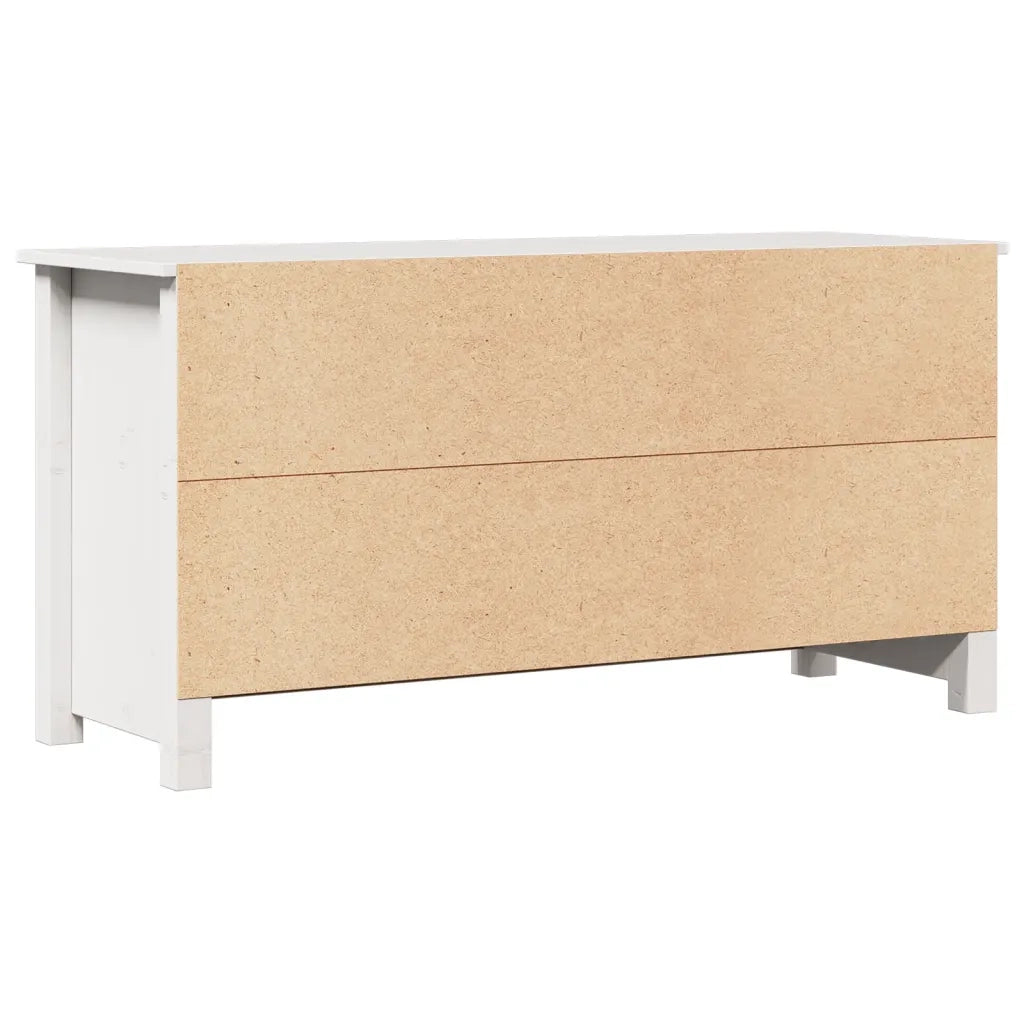 Mobile Porta TV Bianco 103x36,5x52 cm in Legno Massello di Pino 814590