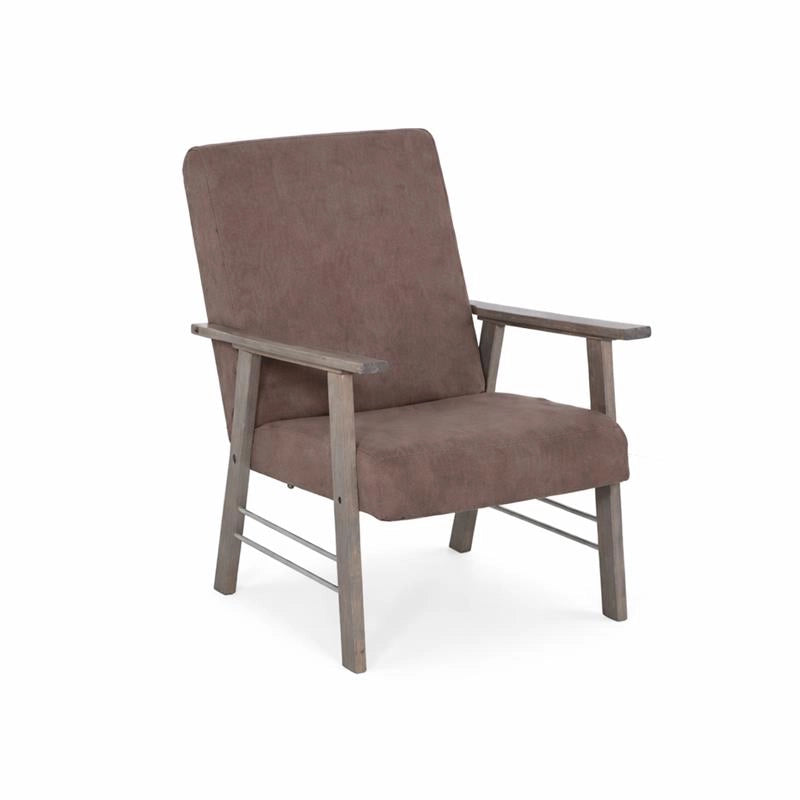 POLTRONA ORTIGIA DA ARREDO IN LEGNO GRIGIO OLMO E TESSUTO COLOR TORTORA 59X77X91H CM